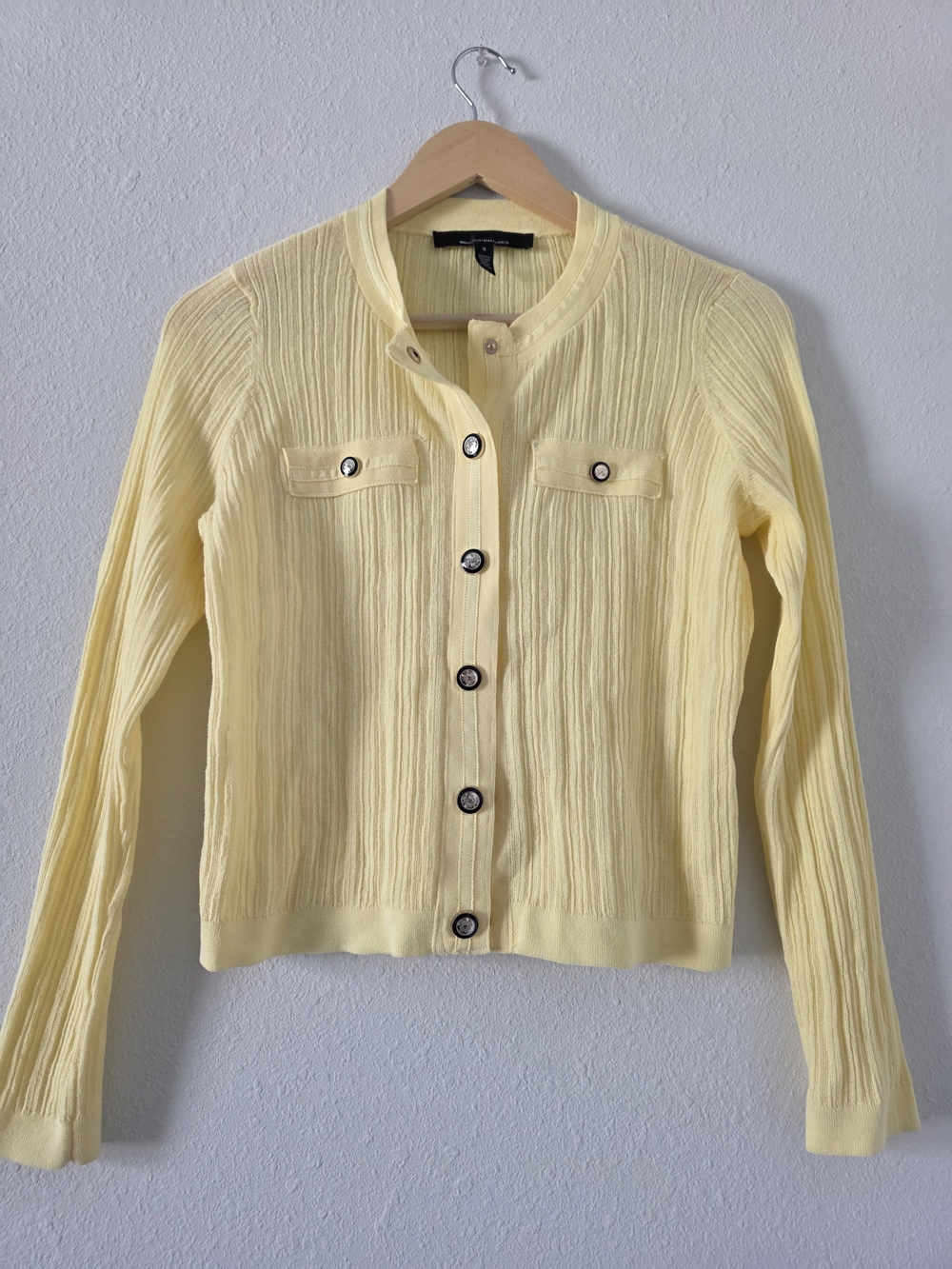 Light Yellow Women's Button-Front Cardigan Sweater